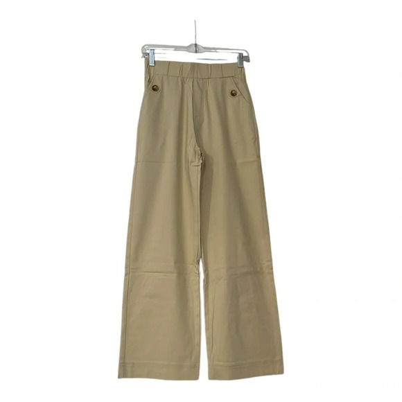 Pants - NWOT Wide Leg Cropped Khaki Tan Elastic Waist Pull On Casual Pants Size S